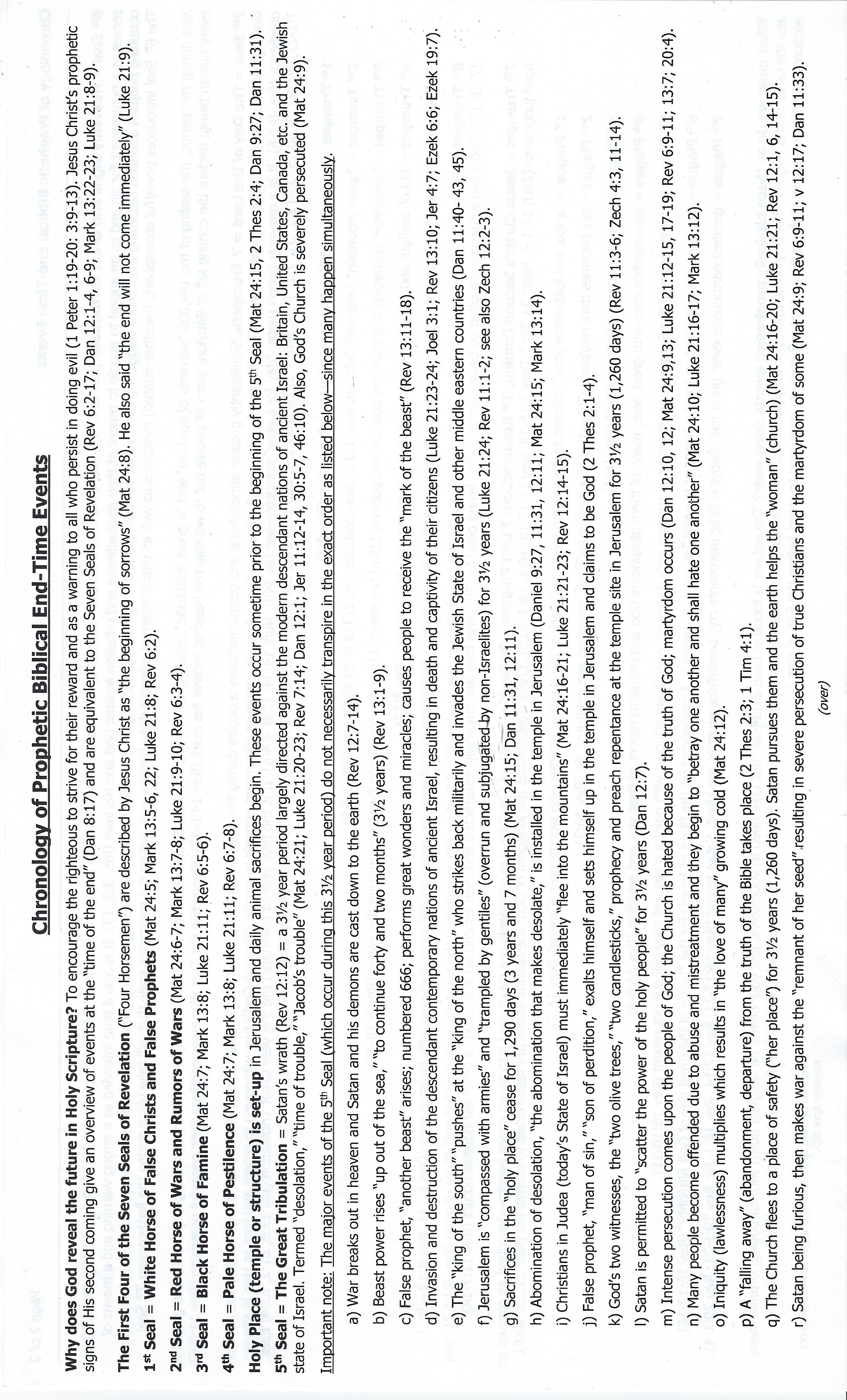 Chronology of Prophecy